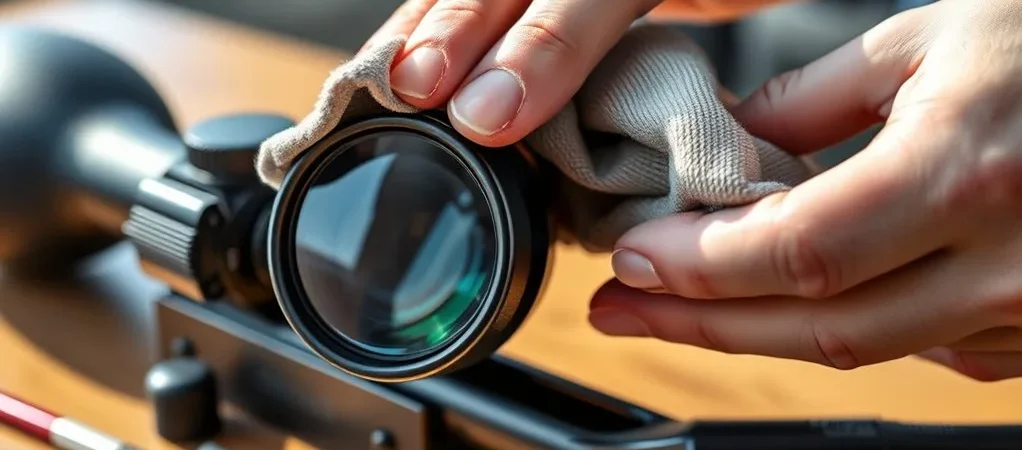 How do I clean rifle scope lenses?
