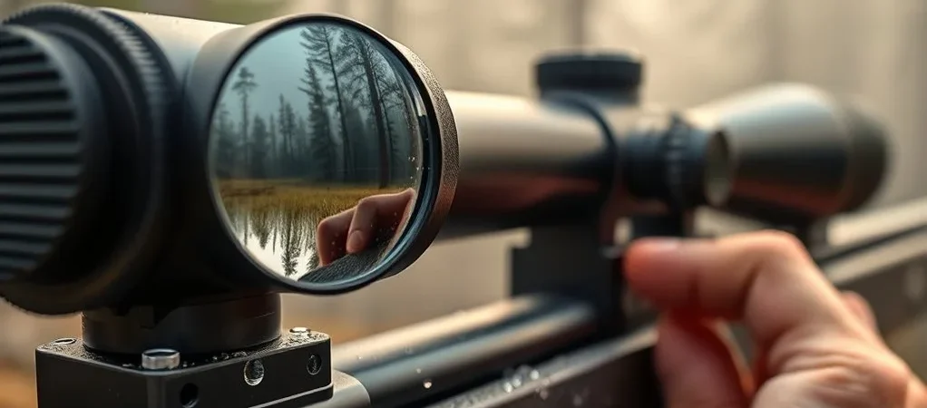 How do I remove dust from a rifle scope?