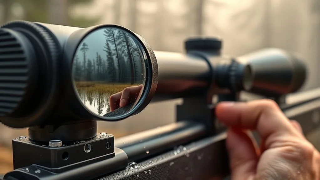 How do I remove dust from a rifle scope?