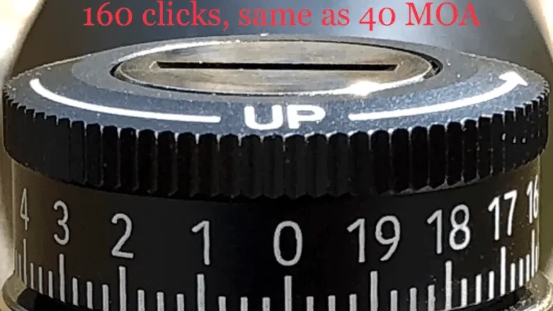 How many clicks equal 1 MOA on a rifle scope?