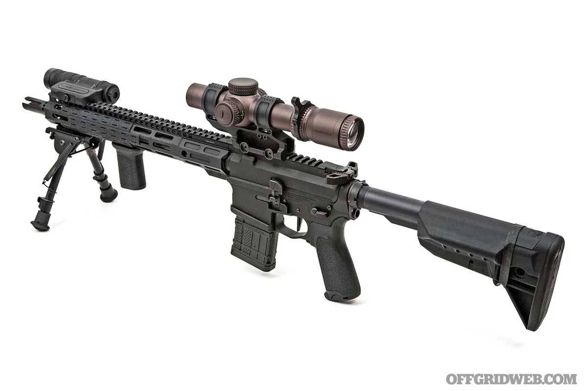 LPVO scope mounted AR-15 rifle
